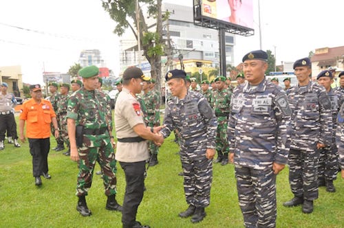 Pangdam II/Swj dan Kapolda Sumsel Cek Kesiapan Pasukan Pada Apel Siaga Antisipasi Bencana Alam