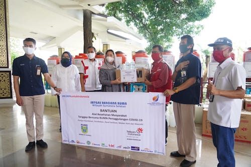 PMI Sumsel Terima Bantuan APD dan Hand Sanitizer dari Satgas Bencana BUMN 