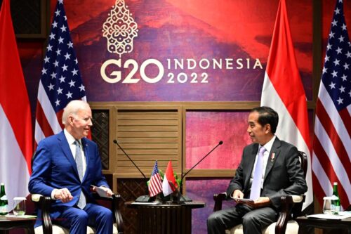 Presiden Joko Widodo melakukan pertemuan dengan Presiden Amerika Serikat Joe Biden di The Apurva Kempinski Bali, Senin, 14 November 2022.