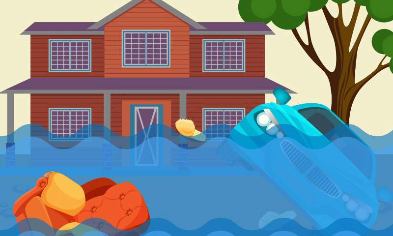 krisis air - banjir ilustrasi